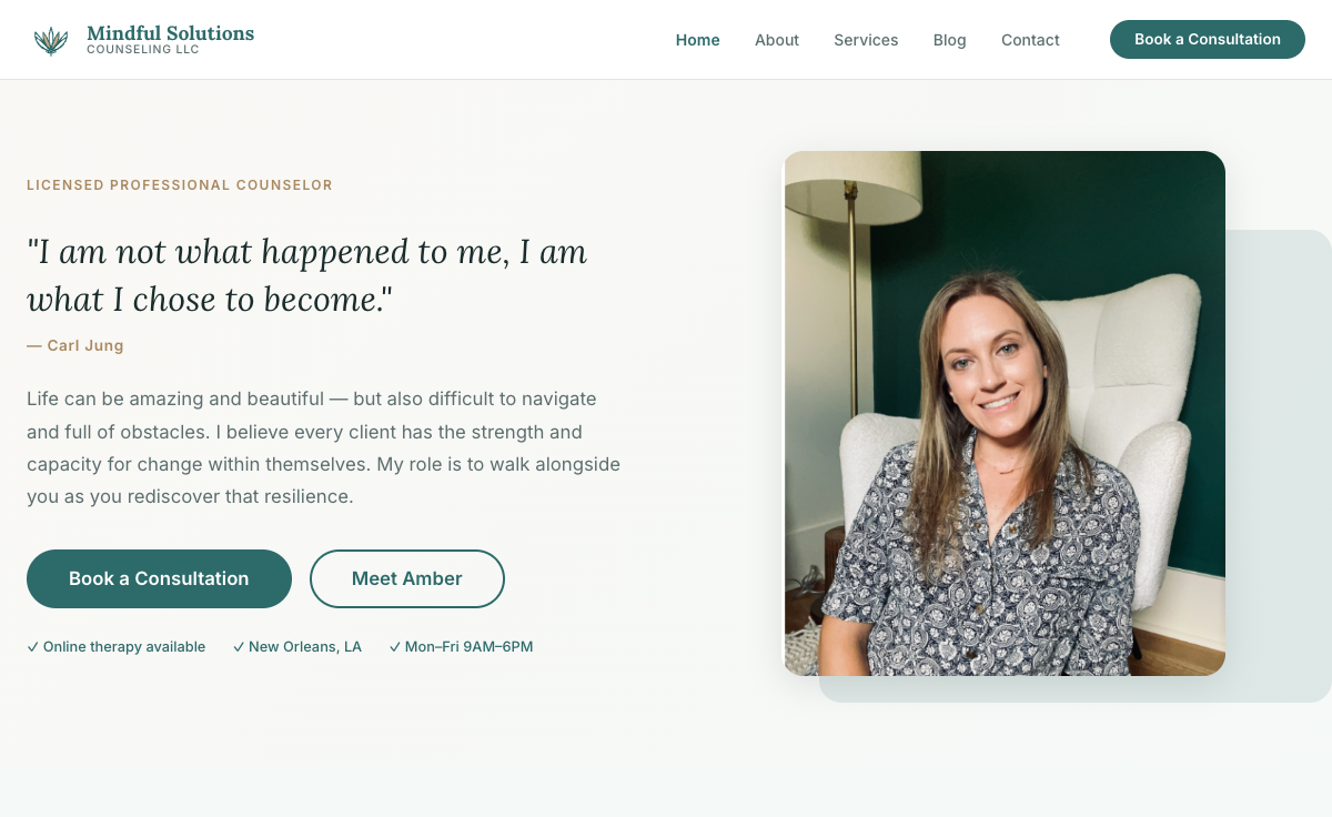 Screenshot of Mindful Solutions NOLA